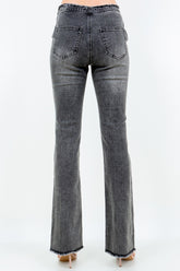 American Bazi V-Cut Ruched Flare Pants with Side Zipper - Trendy Slim Fit